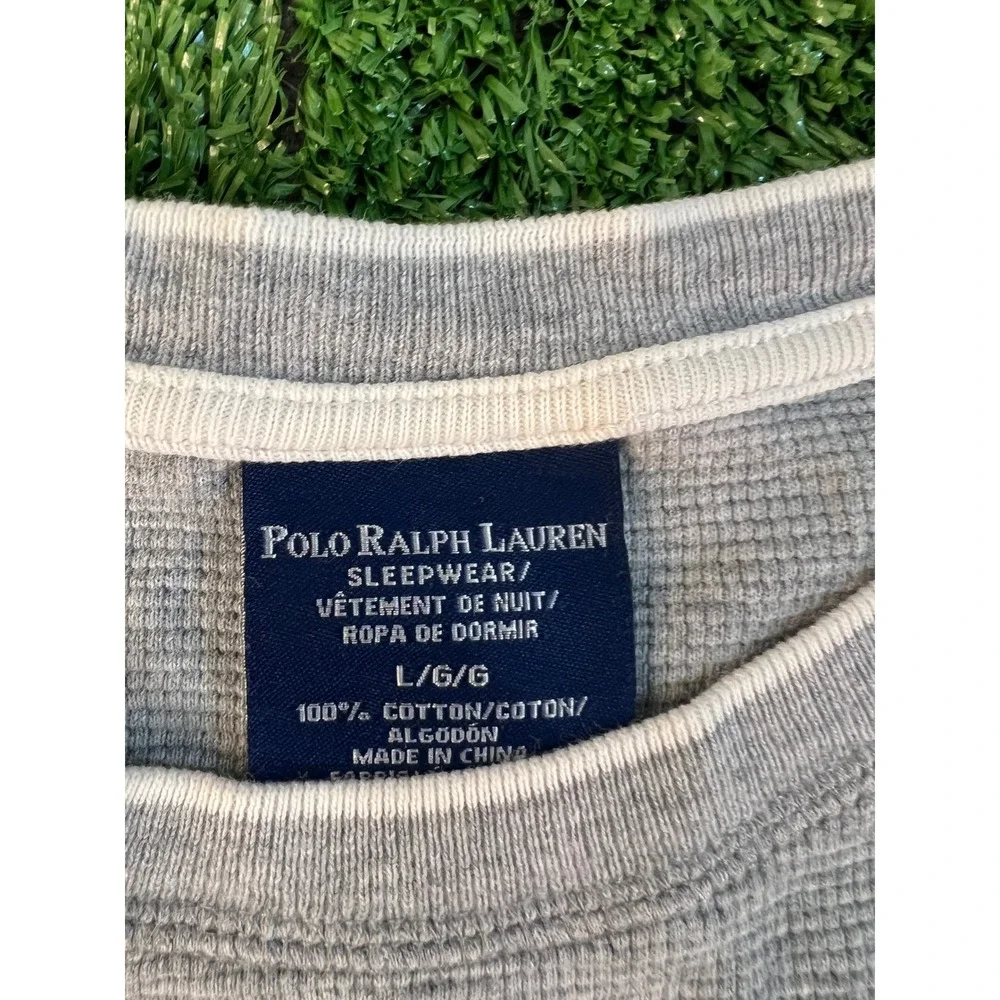 Polo Ralph Lauren Mens Gray Waffle Knit Long Sleeve Shirt Large Pony Logo